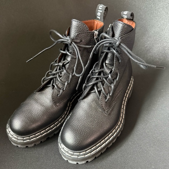 Worn once! Proenza Schouler Black Calf Leather Combat Laceup Boots EU 38 / US 8 - Picture 4 of 13